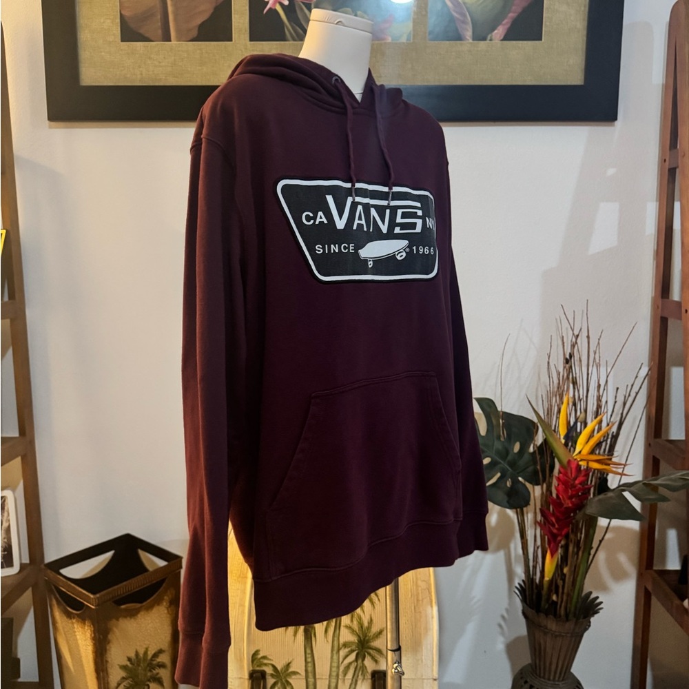 VANS OFF THE WALL HOODIE SWEATSHIRT MEN'S MEDIUM MAROON SKATEBOARD LONG SLEEVE - Picture 3 of 7